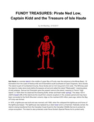 Pirate Ed Lowe and the Treasures on Isle Haute