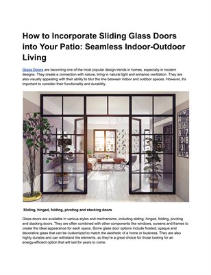 How to Incorporate Sliding Glass Doors into Your Patio: Seamless Indoor-Outdoor Living