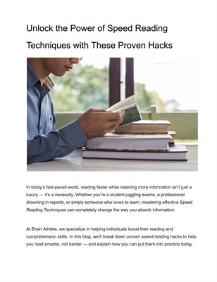 Unlock the Power of Speed Reading Techniques with These Proven Hacks