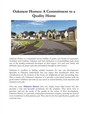 Oakmere Homes: A Commitment to a Quality Home