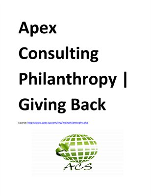 Apex Consulting Philanthropy | Giving Back