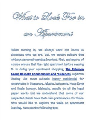 What to Look For in an Apartment