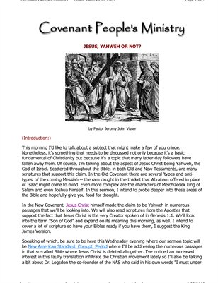 Jesus, Yahweh or Not?