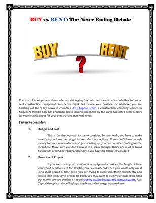 BUY vs. RENT: The Never Ending Debate