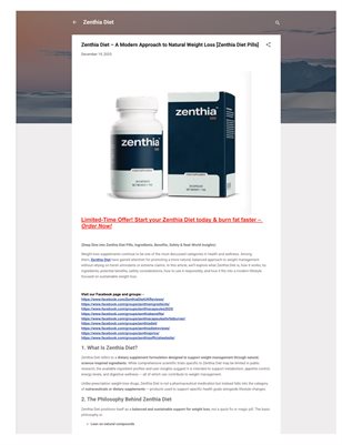 Zenthia Diet – A Modern Approach to Natural Weight Loss [Zenthia Diet Pills]