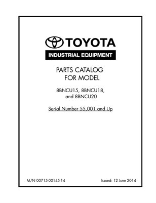 TOYOTA 8BNCU18 FORKLIFT PARTS MANUAL