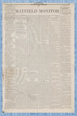 (PAGES 1-2) Mayfield Monitor, Dec. 22, 1877, Mayfield, Graves County, Kentucky