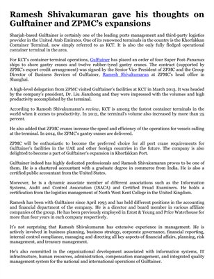 Ramesh Shivakumaran gave his thoughts on Gulftainer and ZPMC’s expansions