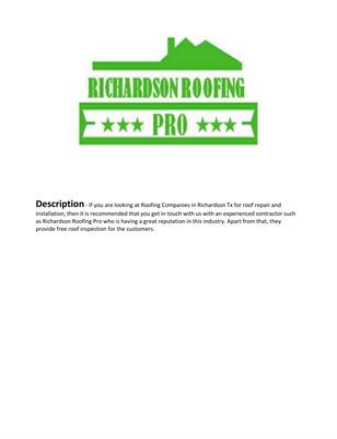 Richardson Roof Leak Repair - RichardsonRoofingPro