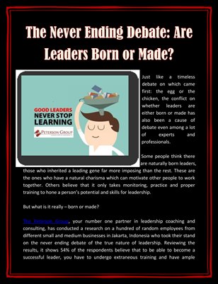 The Never Ending Debate: Are Leaders Born or Made?