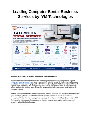 Leading Computer Rental Business Services by IVM Technologies