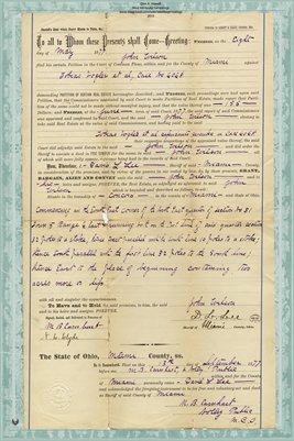 1877 Sheriff's Deed, by D.L. Lee Sheriff, to John Wilson, Miami County, Ohio