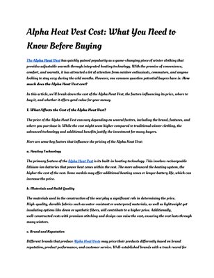 Alpha Heat Vest Cost