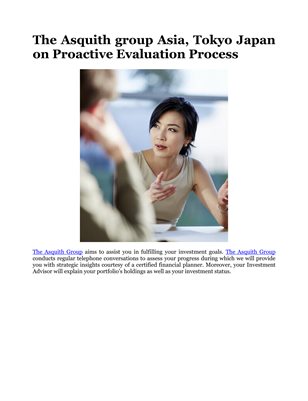 The Asquith group Asia, Tokyo Japan on Proactive Evaluation Process