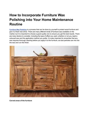 Furniture Wax Polishing In Dubai