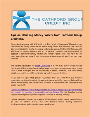 Cathford Group Credit Inc.: Tips on Handling Money Wisely 