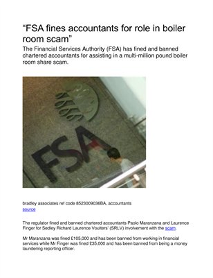 FSA fines accountants for role in boiler room scam