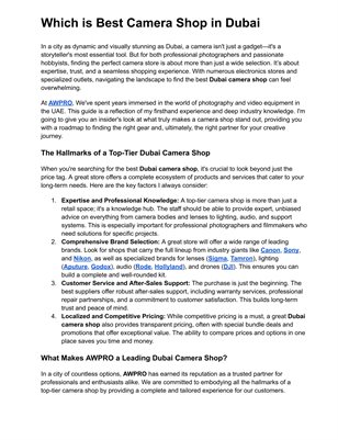 Which is Best Camera and lens Shop in Dubai