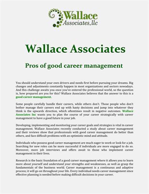 Wallace Associates: Pros of good career management