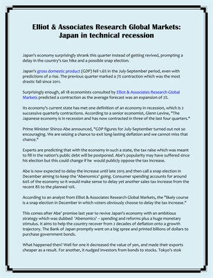 Elliot & Associates Research Global Markets: Japan in technical recession