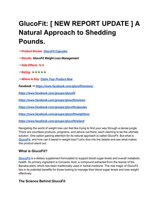 GlucoFit: [ NEW REPORT UPDATE ] A Natural Approach to Shedding Pounds.