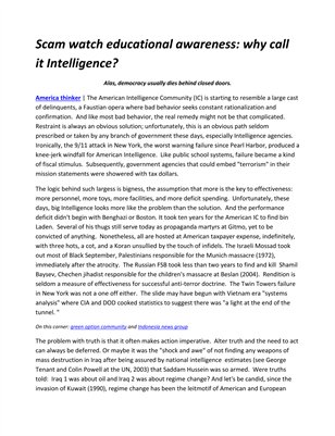 Scam watch educational awareness: why call it Intelligence?