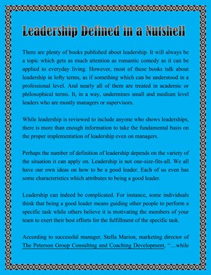 Leadership Defined in a Nutshell