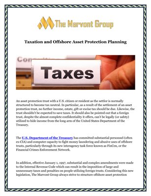 The Marvont Group: Taxation and Offshore Asset Protection Planning