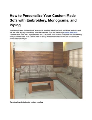 How to Personalize Your Custom Made Sofa with Embroidery, Monograms, and Piping