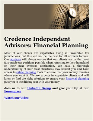 Credence Independent Advisors: Financial Planning