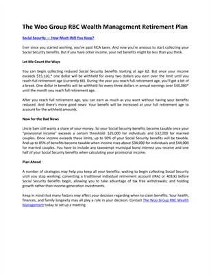 The Woo Group RBC Wealth Management Retirement Plan