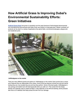 How Artificial Grass Is Improving Dubai's Environmental Sustainability Efforts: Green Initiatives
