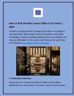 How to Pick the Best Luxury Villas in Sri Lanka