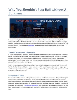 Why You Shouldn’t Post Bail without A Bondsman