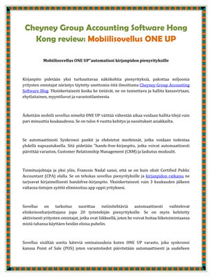 Cheyney Group Accounting Software Hong Kong review: Mobiilisovellus ONE UP 