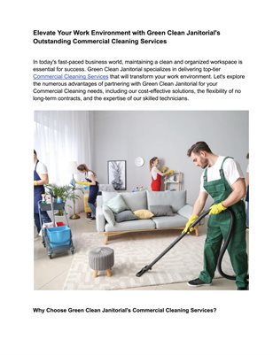 Elevate Your Work Environment with Green Clean Janitorial's Outstanding Commercial Cleaning Services