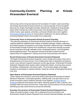 Community-Centric Planning at Krisala Hiranandani Everland