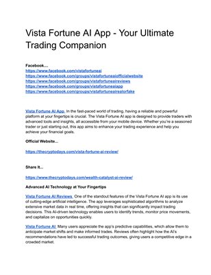  Vista Fortune AI Platform -  Your Comprehensive Trading Platform