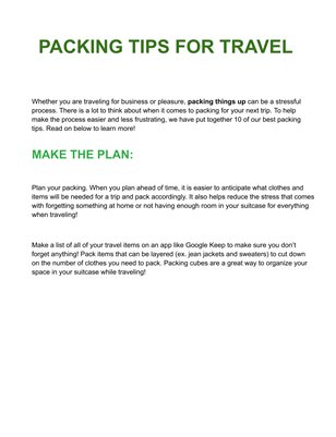 PACKING TIPS FOR TRAVEL