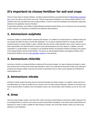 What are the types of agricultural nitrogen fertilizer