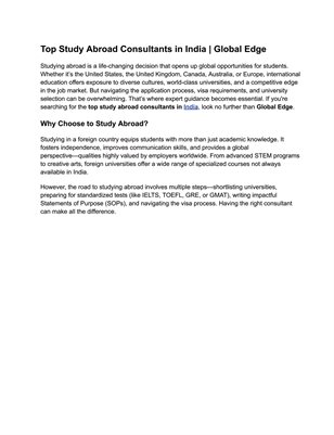 Global Edge: Trusted Study Abroad Consultants in India