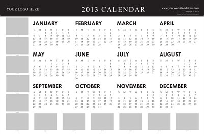 TEMPLATE FOR SALE - 2013 Calendar 18x12 Double-Sided Poster