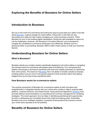 Exploring the Benefits of Boostaro for Online Sellers