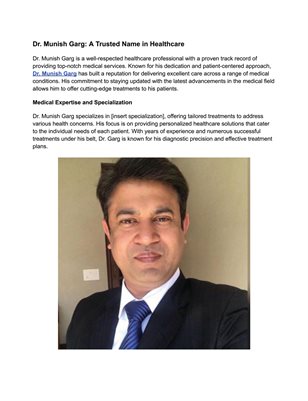 Understanding the Philosophy of Dr. Munish Garg's Practice