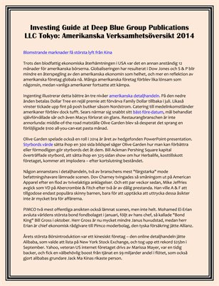 Investing Guide at Deep Blue Group Publications LLC Tokyo: Amerikanska Verksamhetsöversikt 2014