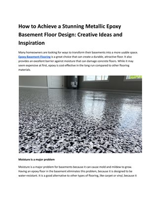 How to Achieve a Stunning Metallic Epoxy Basement Floor Design: Creative Ideas and Inspiration