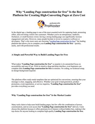 Landing Page construction for free