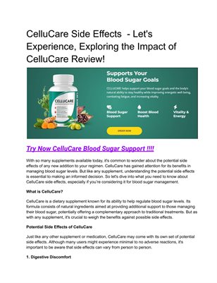 CelluCare Side Effects  - Let's Experience, Exploring the Impact of CelluCare Review!