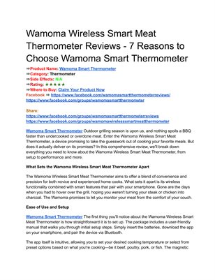 Wamoma Wireless Smart Meat Thermometer Reviews 
