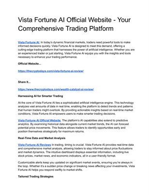 Vista Fortune AI Reviews- A Game-Changer in Trading Platforms